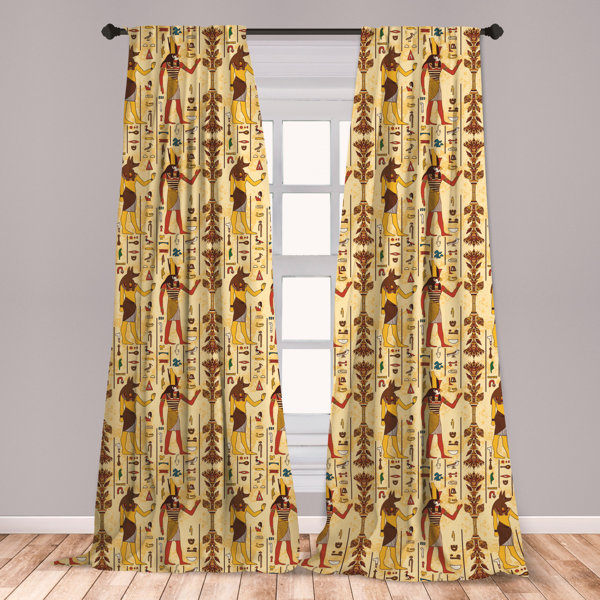 East Urban Home Ambesonne Egyptian 2 Panel Curtain Set, Grunge Aged Paper Style Backdrop With